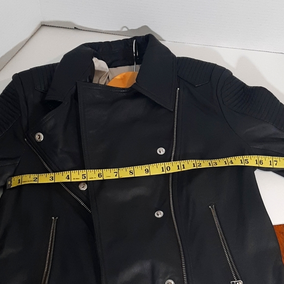 HOT TREND!! Barely worn DANIER BIKER/MILITARY LEATHER JACKET Black Size S - Picture 16 of 16